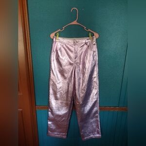 Topshop Metallic Pink Trousers